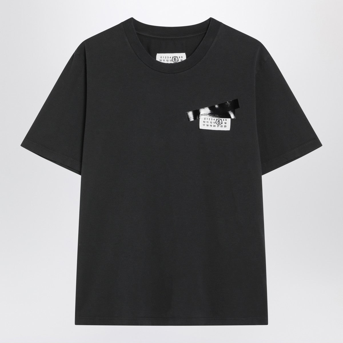 MM6 Maison Margiela Black T-shirt with Numeric patch and tape detail MM6 Maison Margiela 