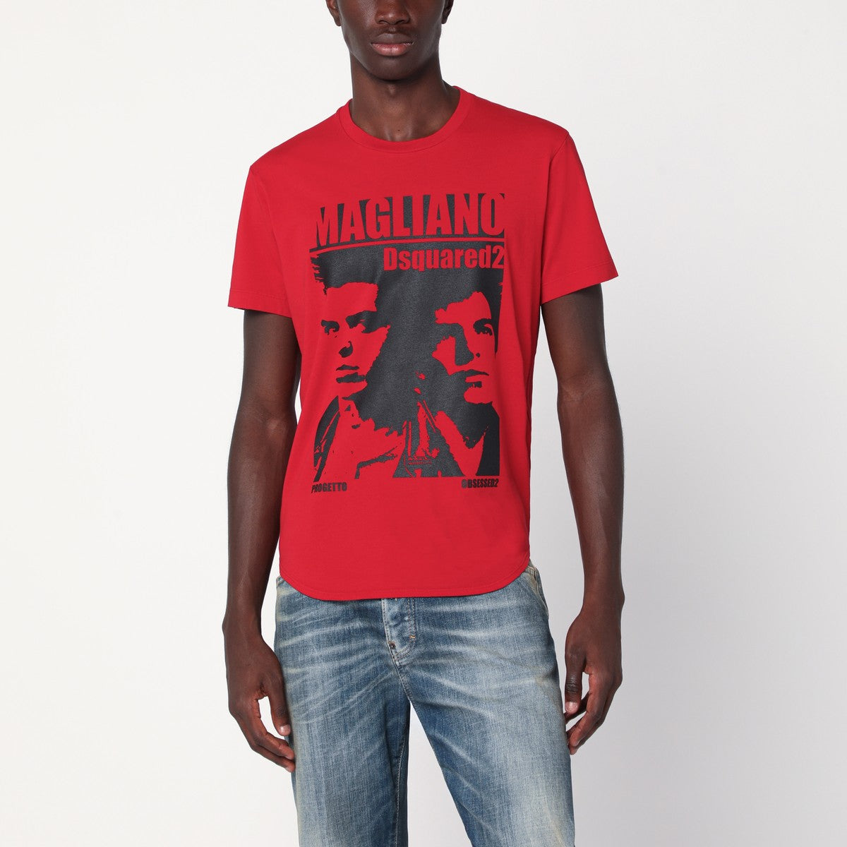 Magliano X D2 Red T-shirt with logo print Magliano X D2 