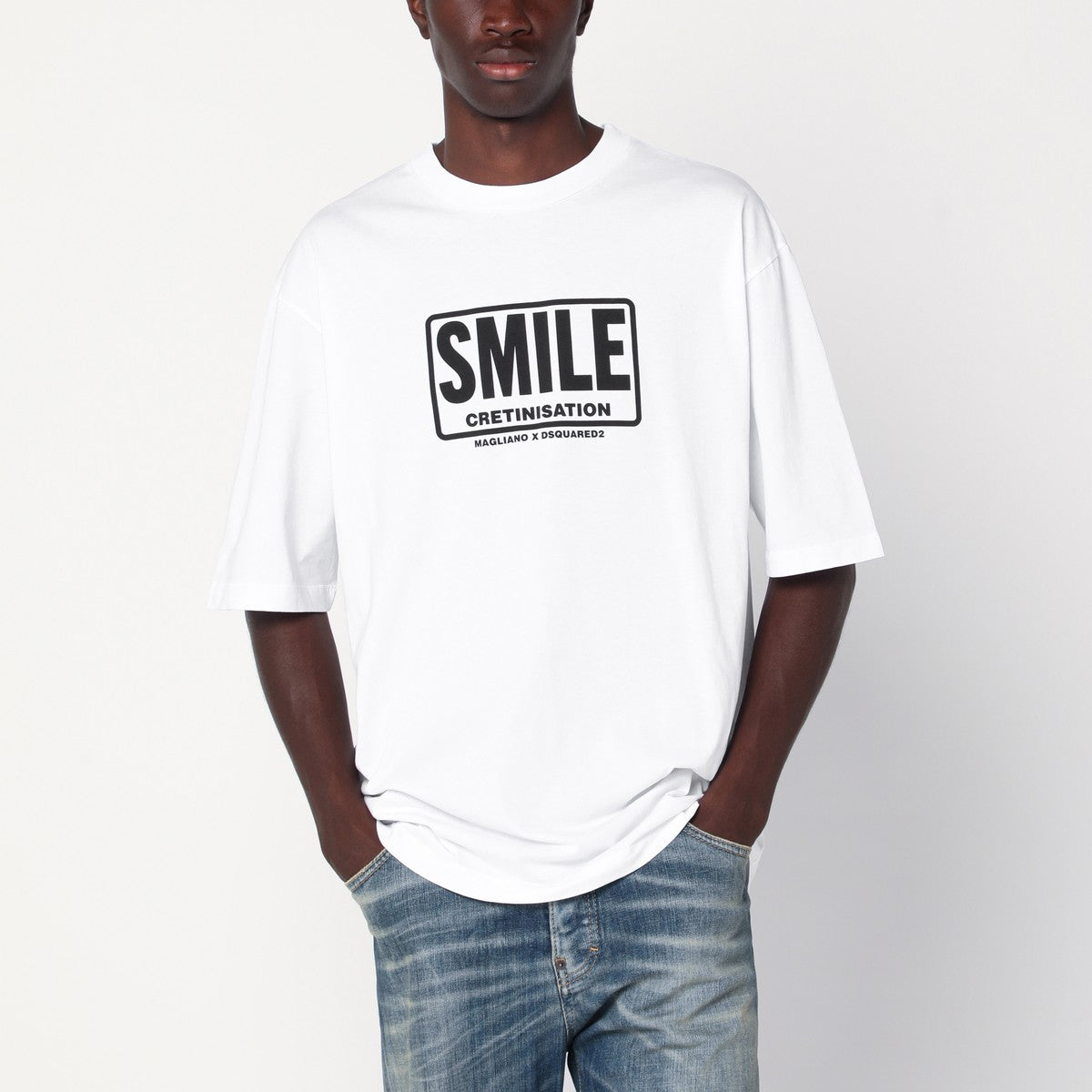 Magliano X D2 White T-shirt with logo print Magliano X D2 