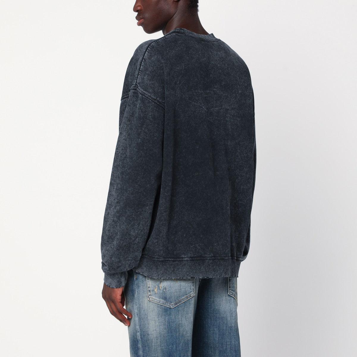 Magliano X D2 Charcoal vintage-effect sweatshirt with logo print Magliano X D2 