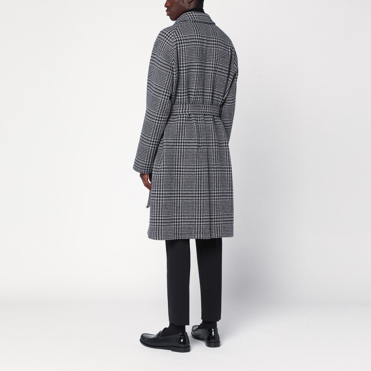 Tagliatore Black and blue coat with belt Tagliatore 