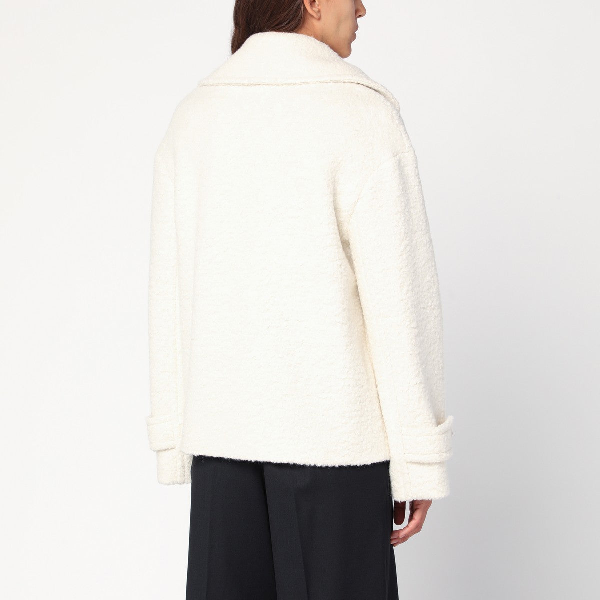 Tagliatore Short cream alpaca-blend coat Tagliatore 