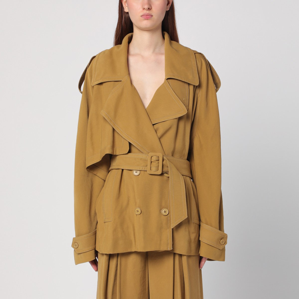 THE ANDAMANE Double-breasted overcoat in ochre yellow The Andamane 