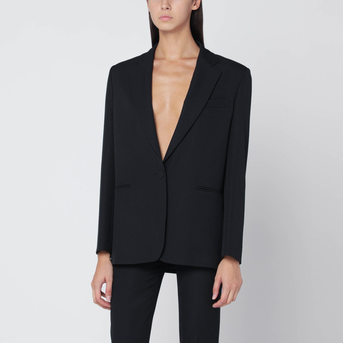 THE ANDAMANE Black Guia single-breasted jacket The Andamane 