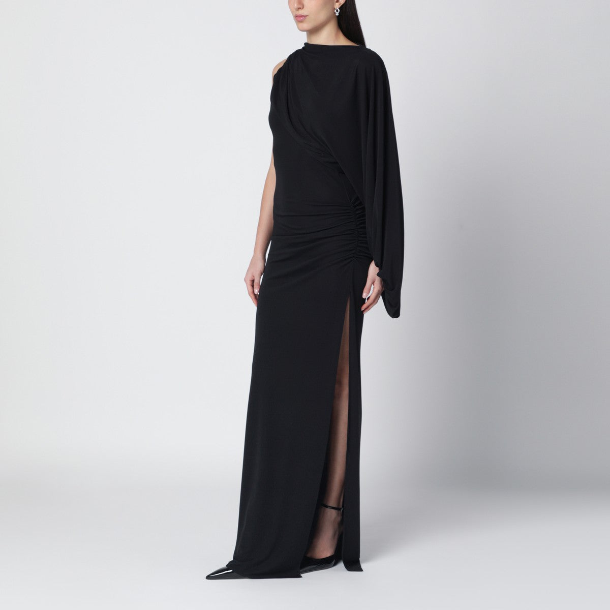 The Andamane Black Selene one-shoulder long dress The Andamane 
