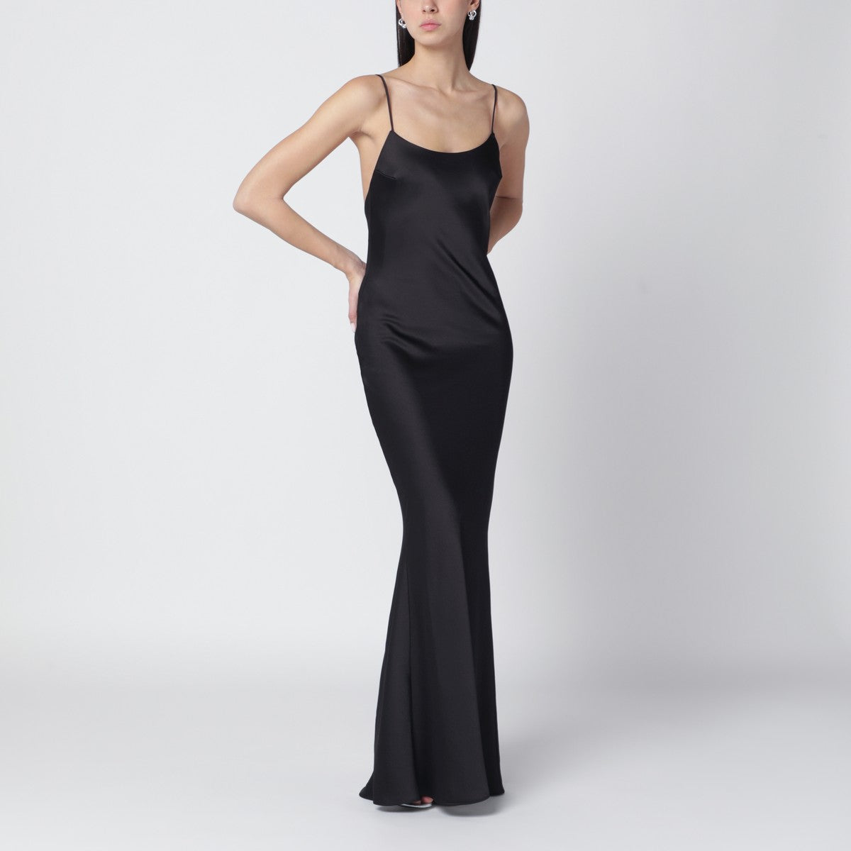 The Andamane Black Ninfea dress with back draping The Andamane 