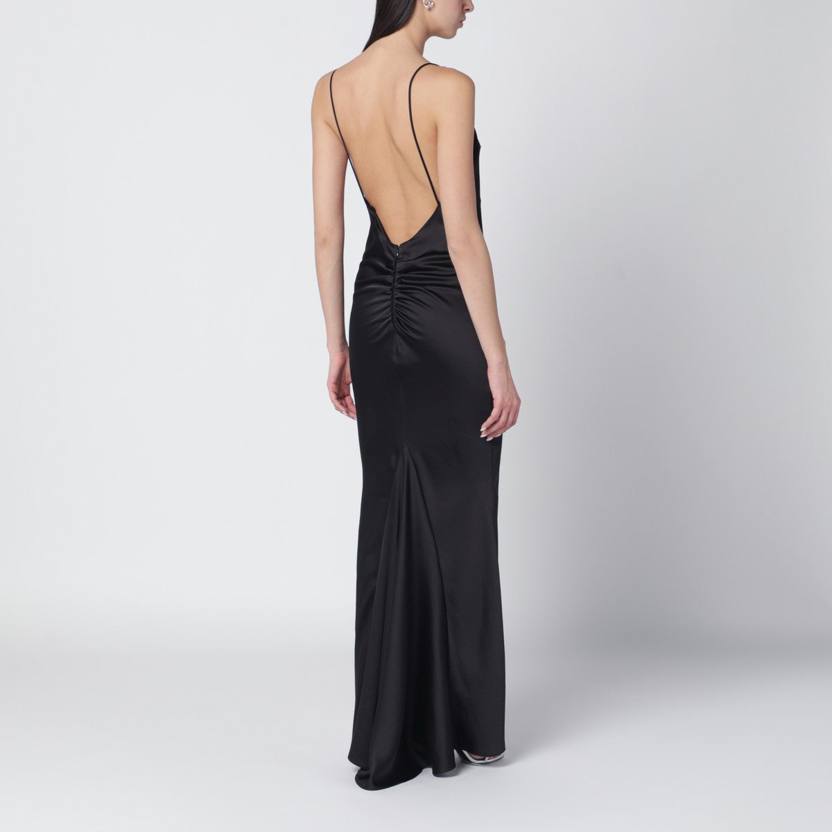 The Andamane Black Ninfea dress with back draping The Andamane 
