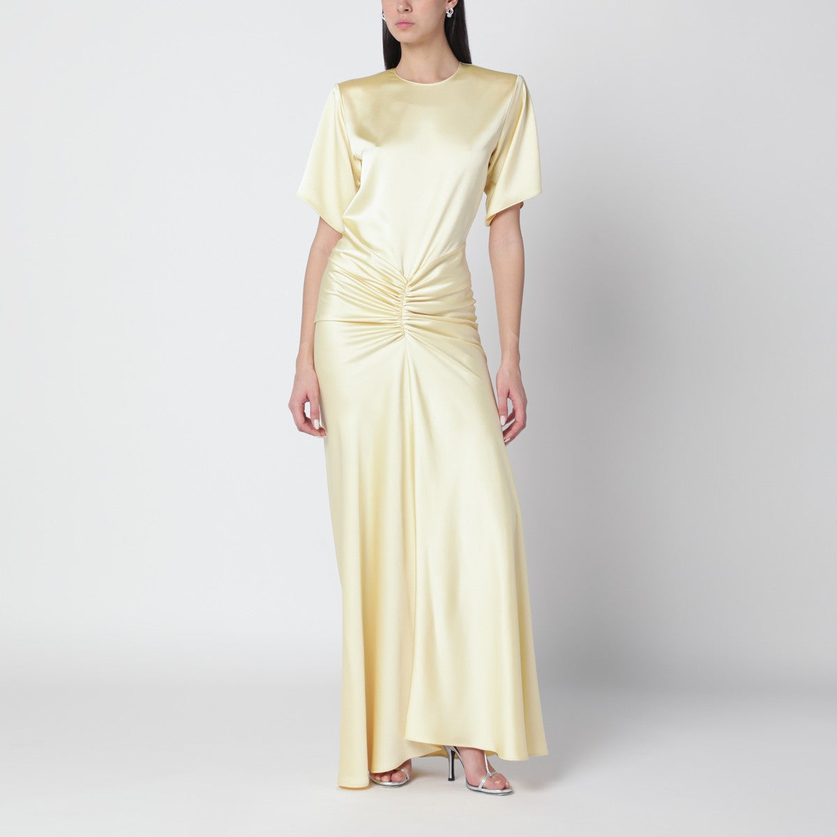 The Andamane Vanilla-coloured Iris dress with draping The Andamane 