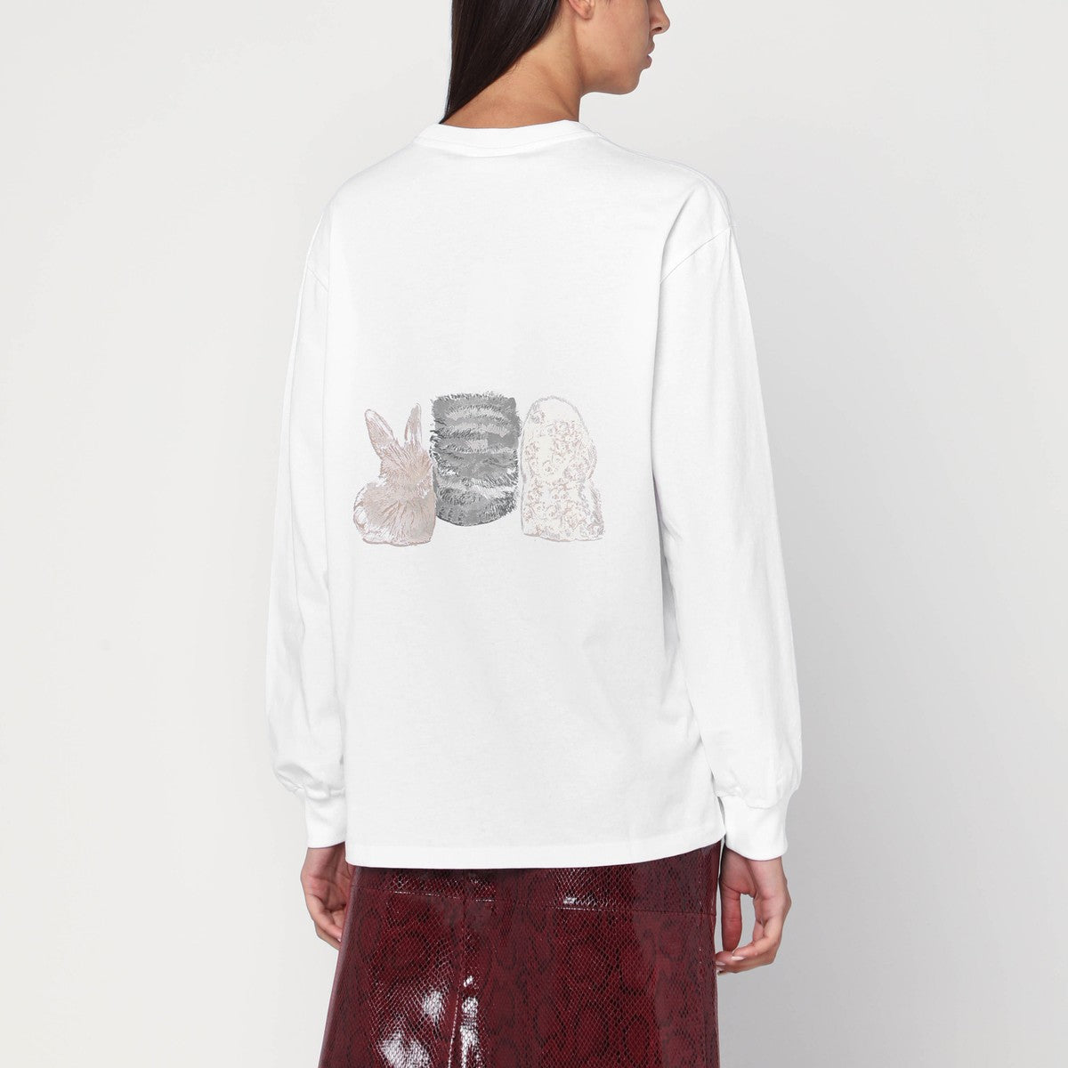 GANNI White sweater with logo print Ganni 