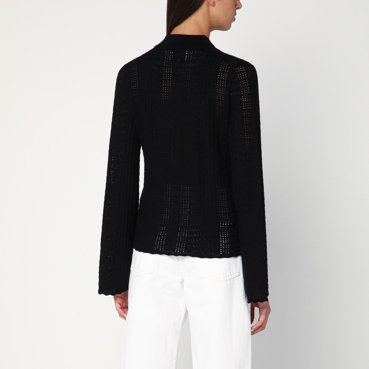 LouLou De Saison Black polo shirt in wool and cashmere blend LouLou De Saison 