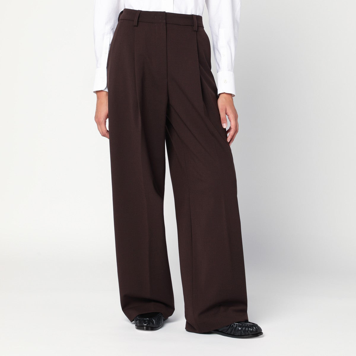 TheLatest Wide-leg brown wool blend trousers TheLatest 