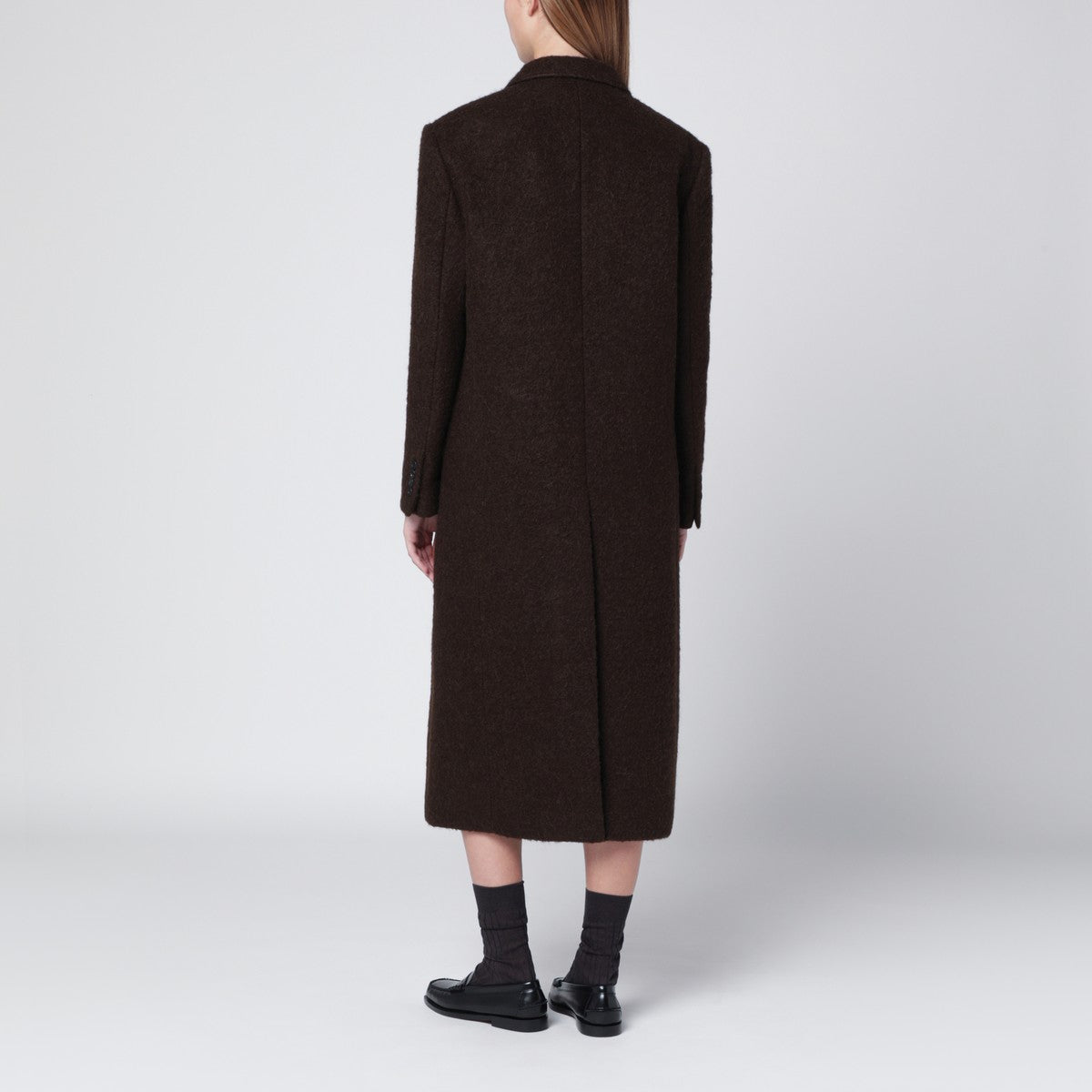 Dunst Brown single-breasted wool-blend coat Dunst 
