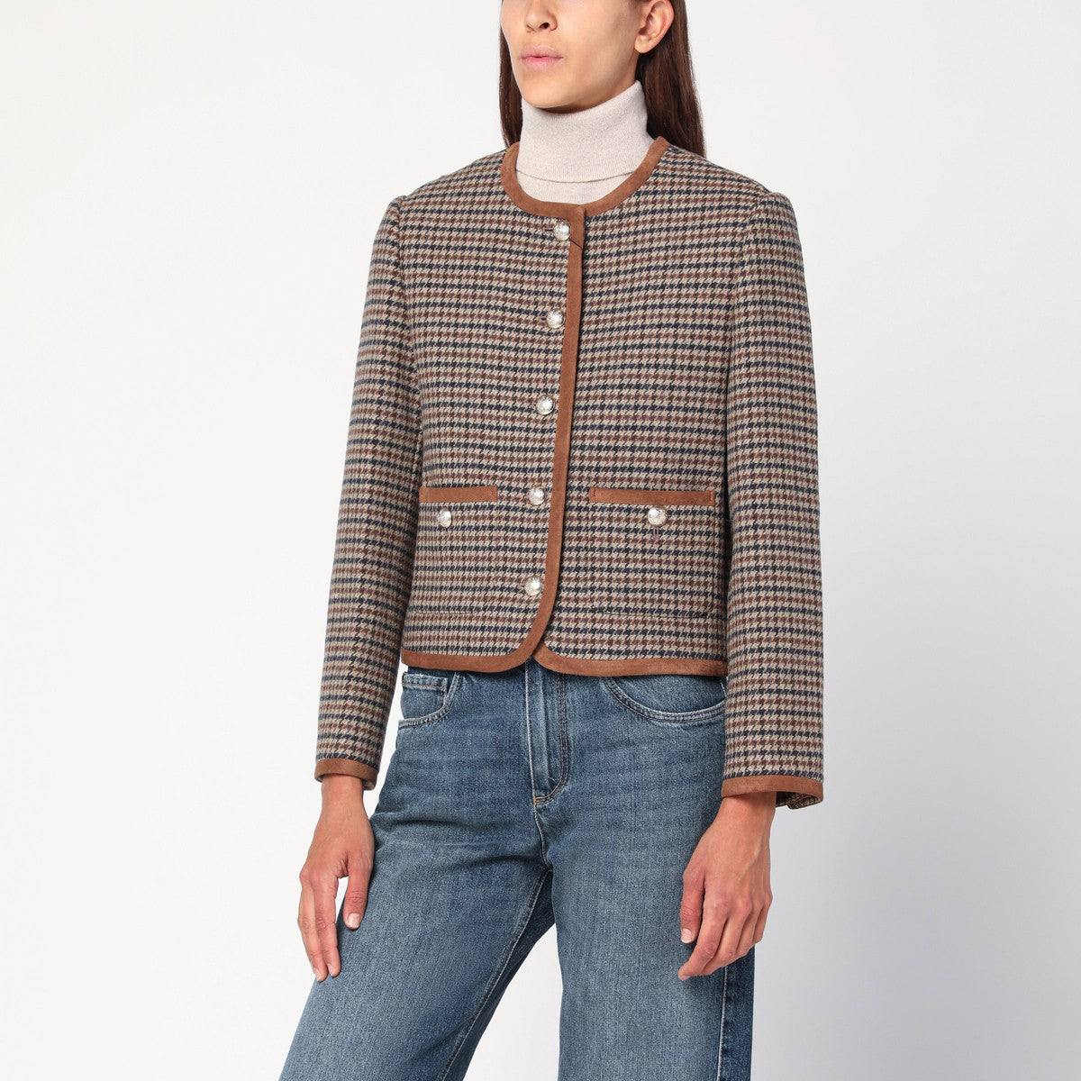 Dunst Brown checked tweed jacket Dunst 