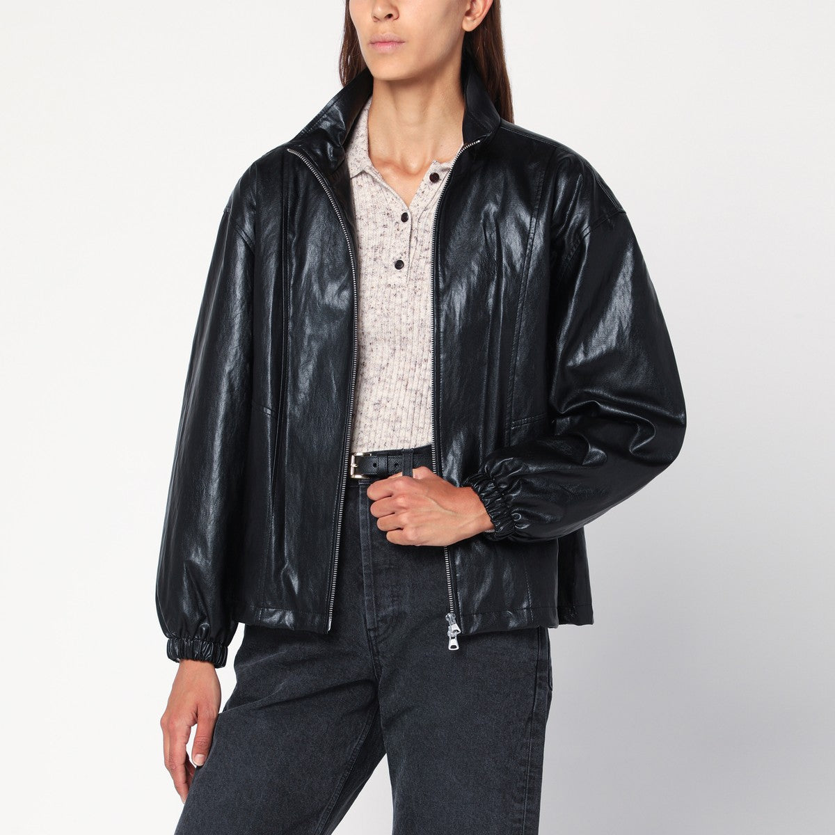 Dunst Black faux leather zip jacket Dunst 