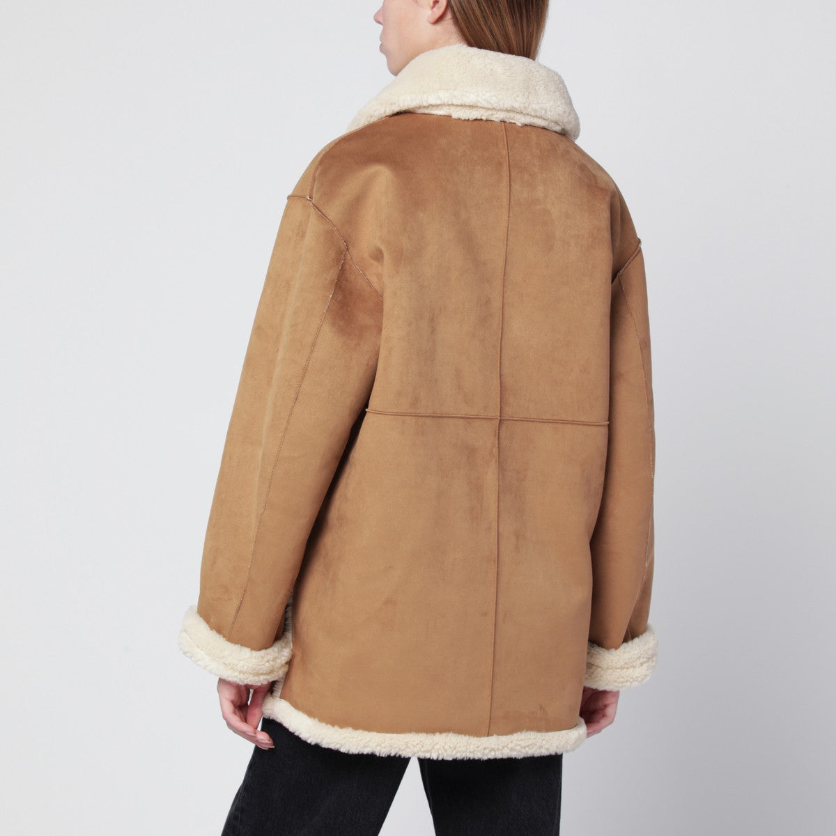 Dunst Beige faux-leather shearling-effect coat Dunst 