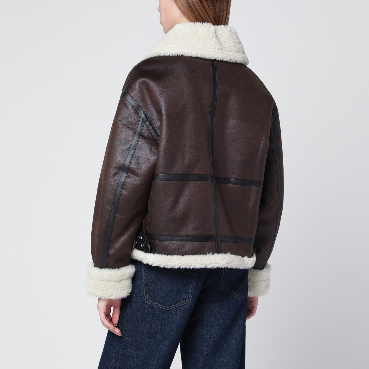 Dunst Brown faux-leather shearling-effect coat Dunst 