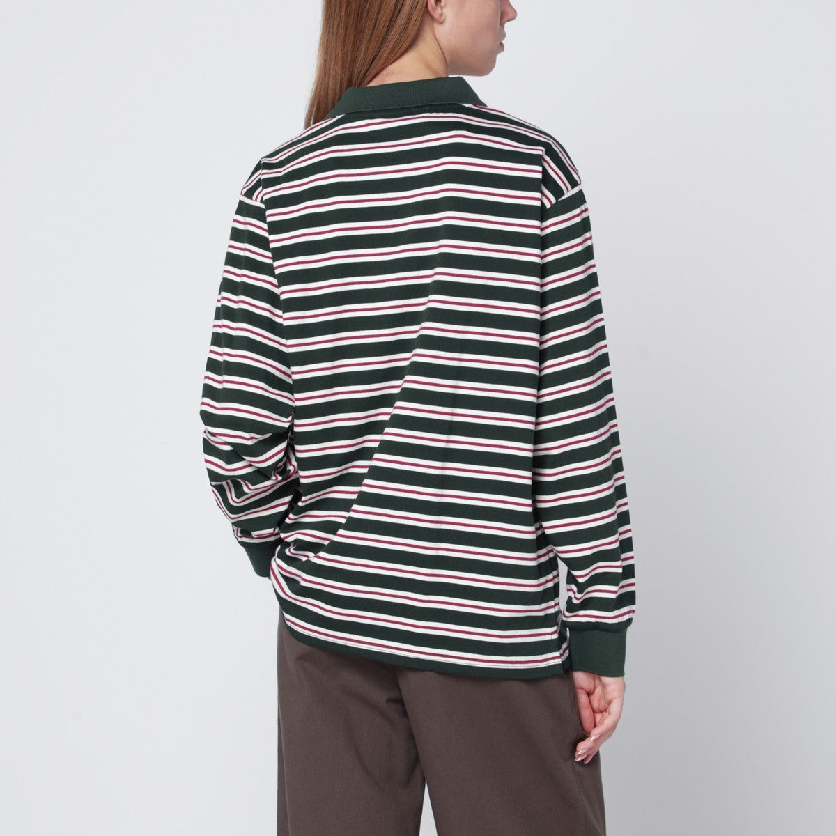 Dunst Dark green striped cotton polo shirt Dunst 