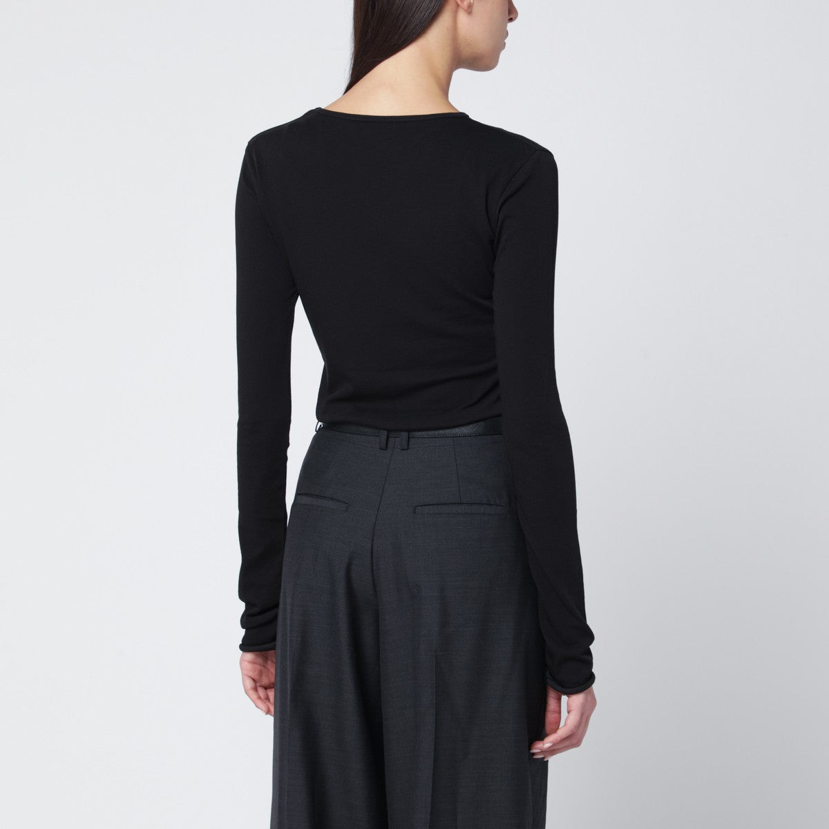 Entire Studios Black crewneck cotton-blend top Entire Studios 