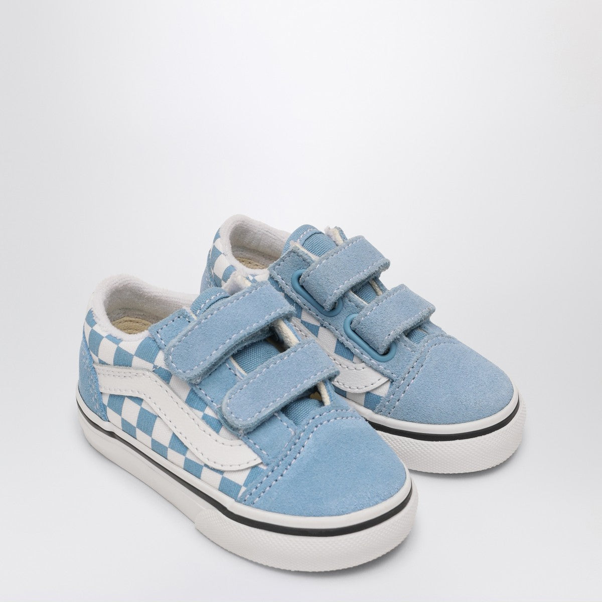 VANS White/Blue Old Skool Sneakers with Check Pattern Vans 