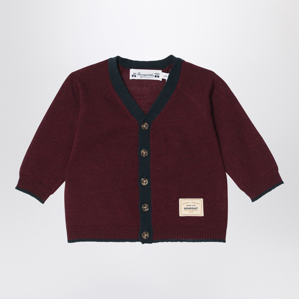 Bonpoint Burgundy wool cardigan Bonpoint 