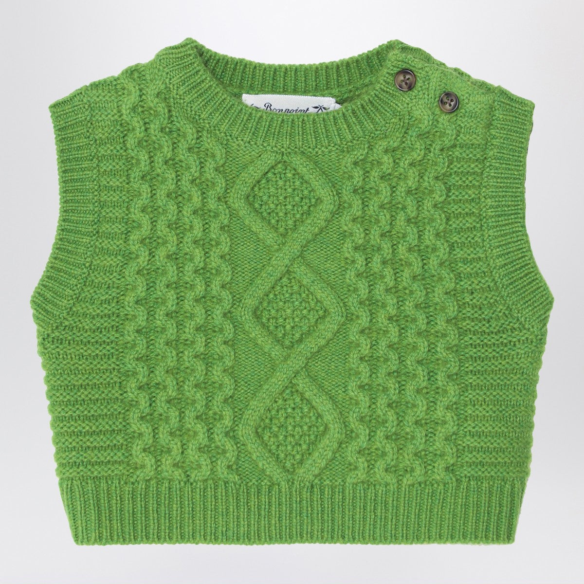 Bonpoint Green wool-blend cable-knit gilet Bonpoint 