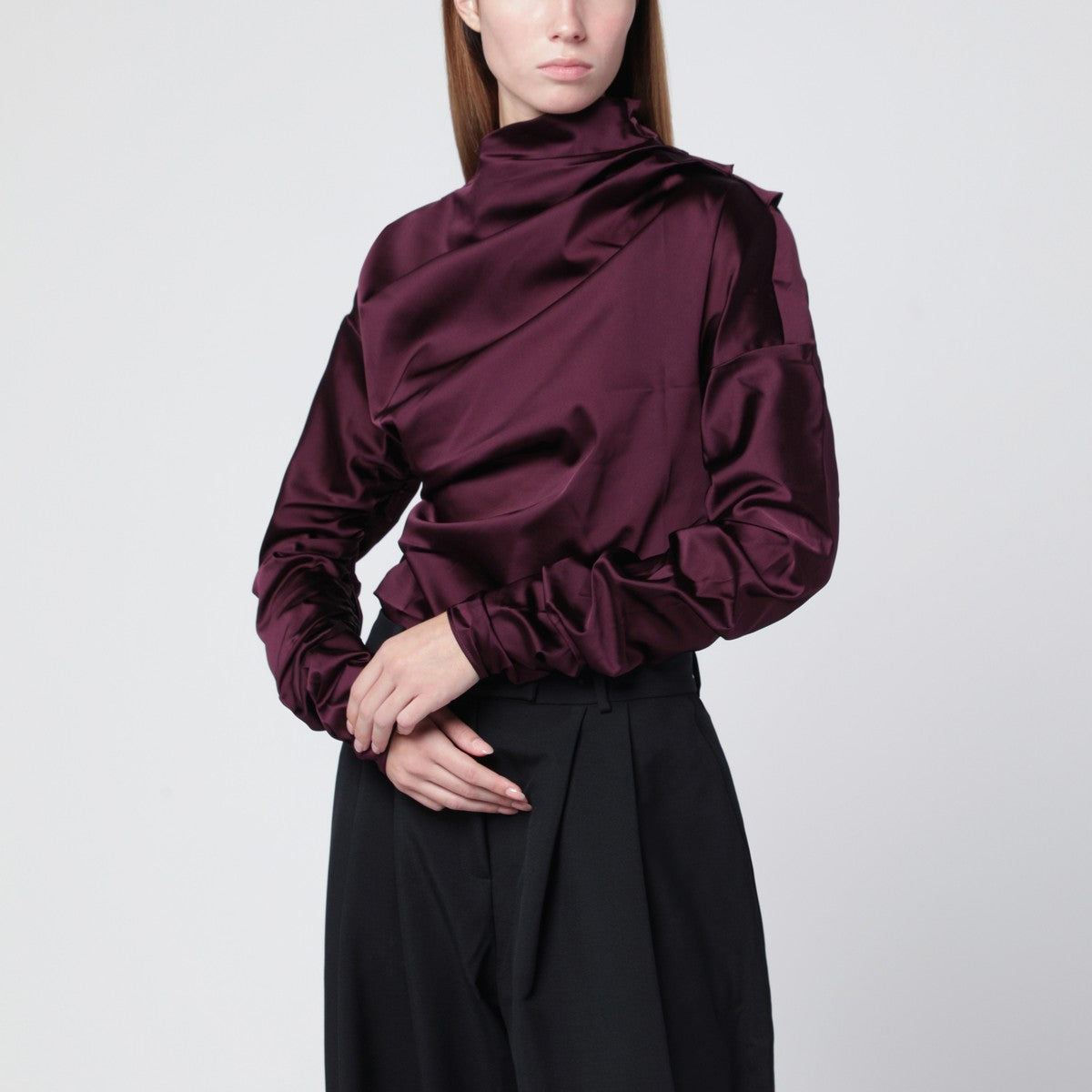 GANNI Mauve satin blouse Ganni 