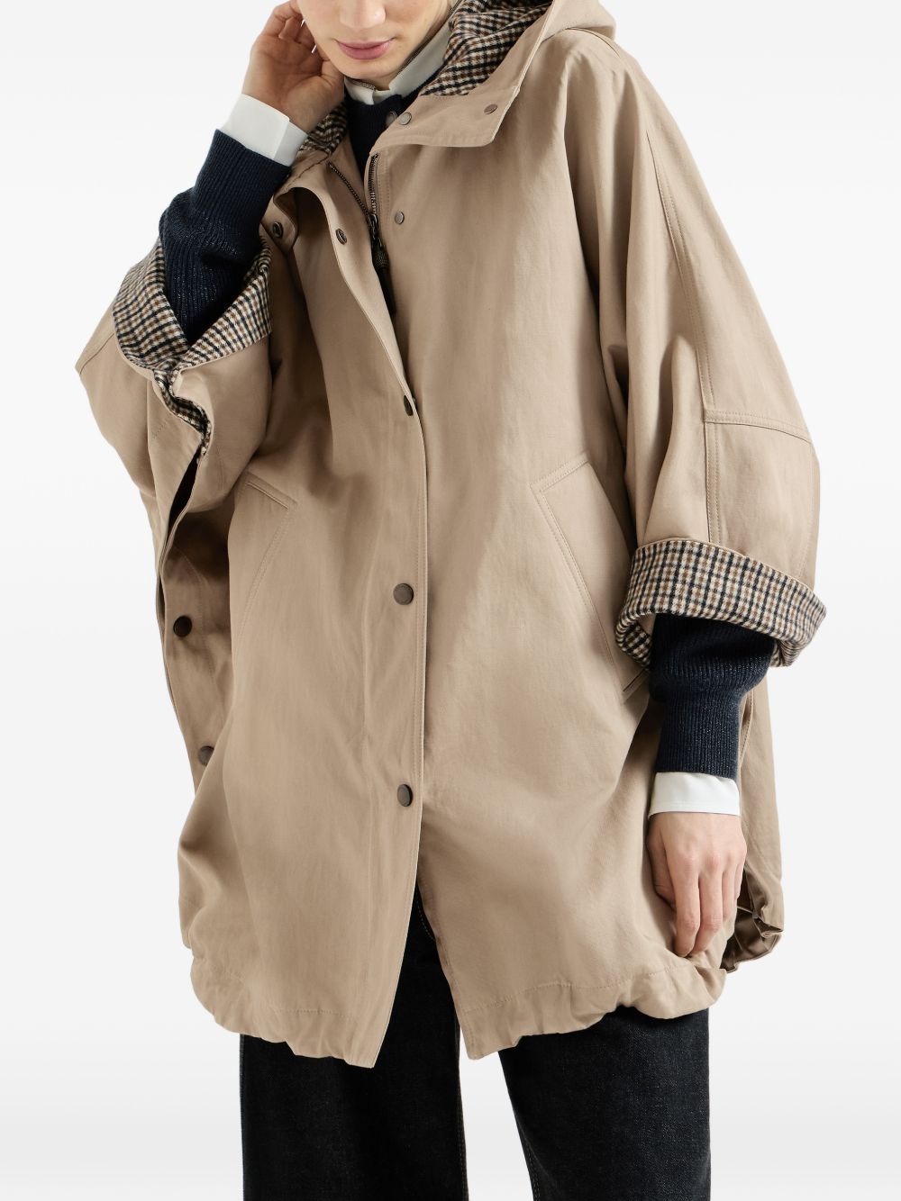 COTTON AND LINEN BLEND PARKA COAT