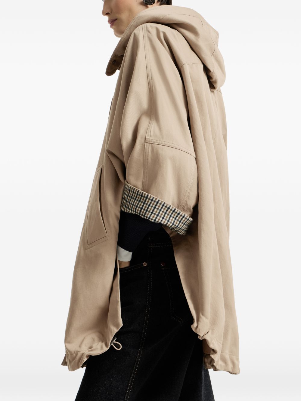 COTTON AND LINEN BLEND PARKA COAT