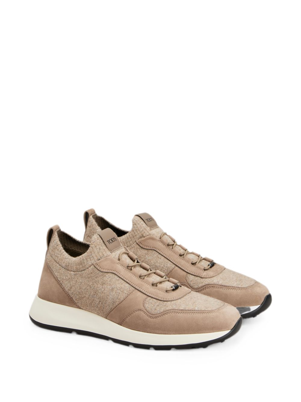 LEATHER AND KNIT SNEAKERS