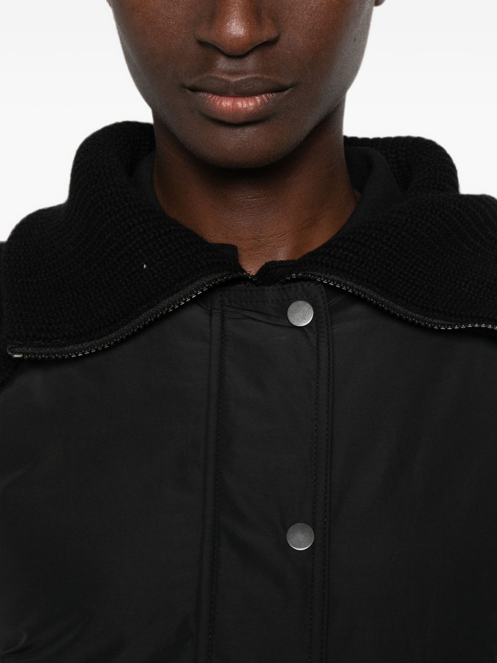 TAFFETA AND WOOL KNIT DOWN JACKET