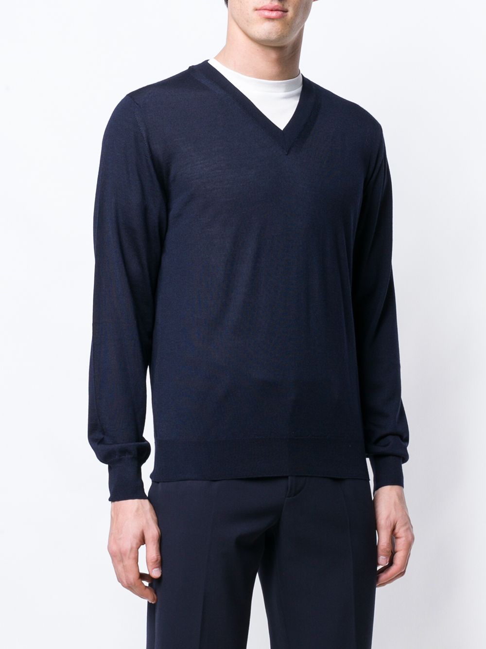 WOOL CASHMERE AND SILK V-NECKED SWEATER