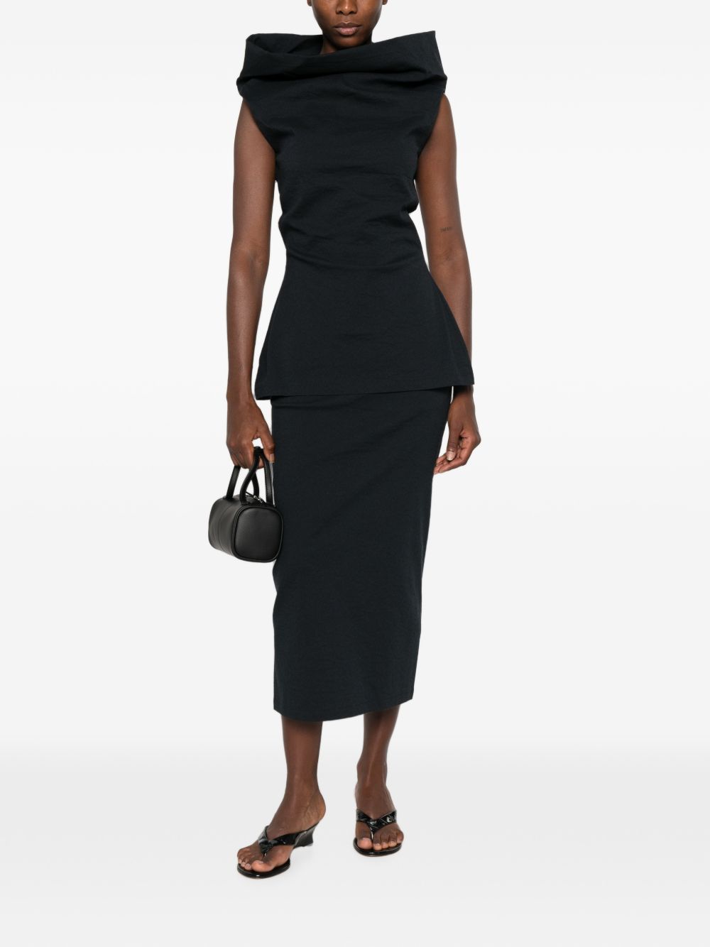 COTTON BLEND MIDI SKIRT