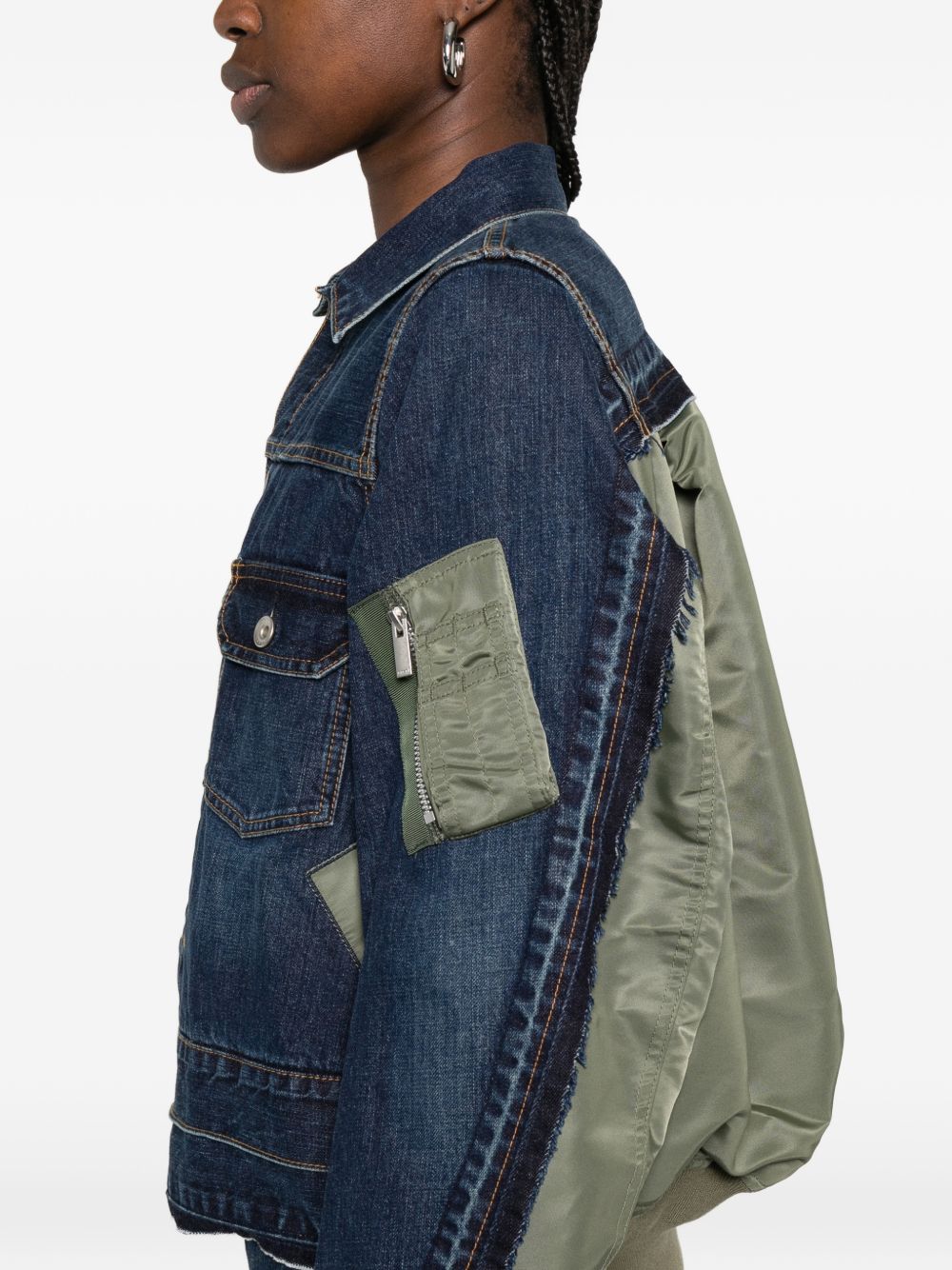 DENIM AND NYLON BLOUSON JACKET