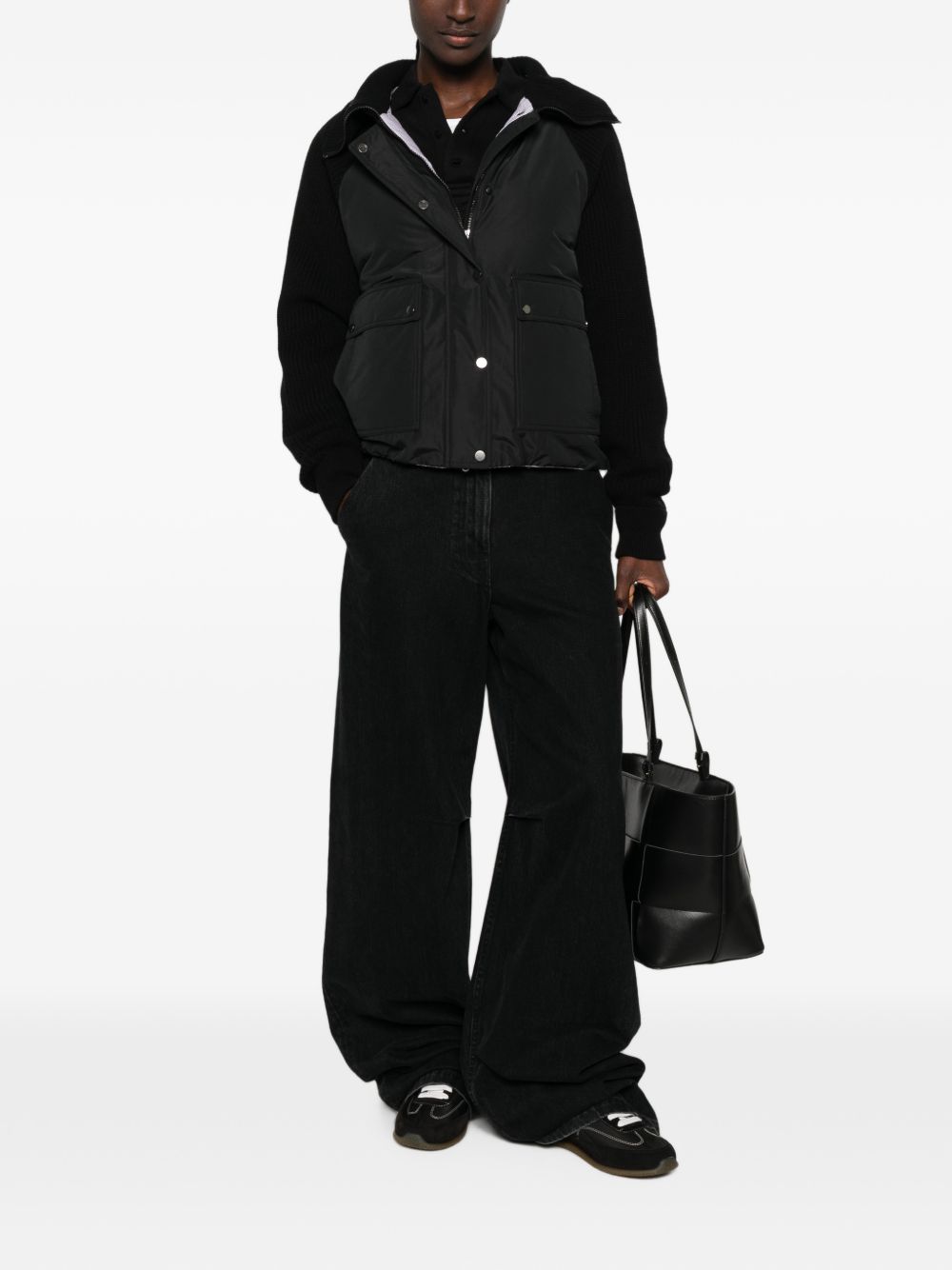 TAFFETA AND WOOL KNIT DOWN JACKET