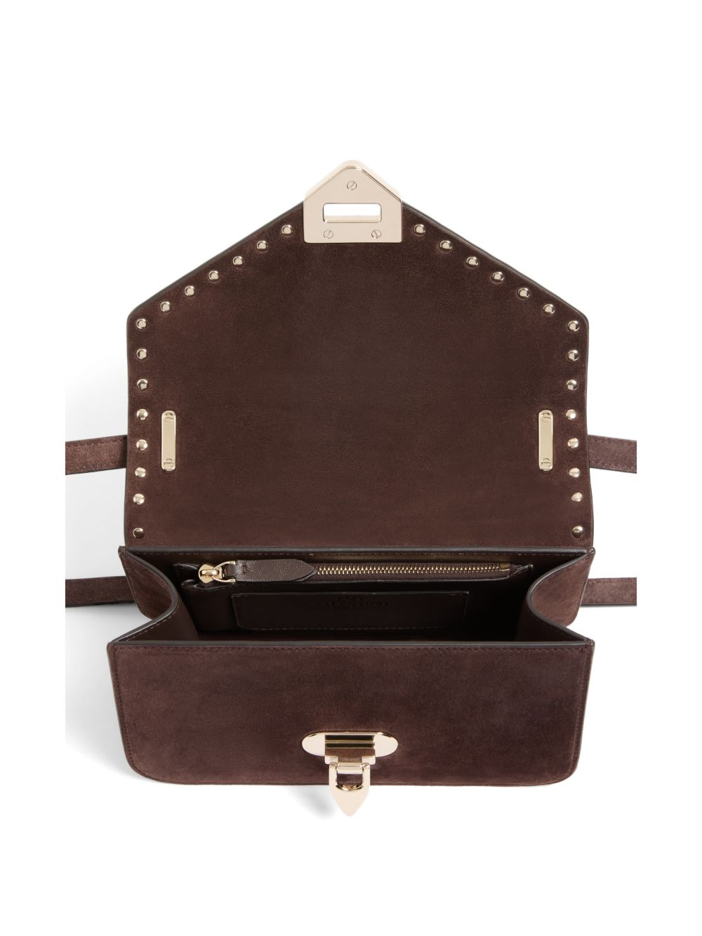 ROCKSTUD SUEDE LEATHER SHOULDER BAG