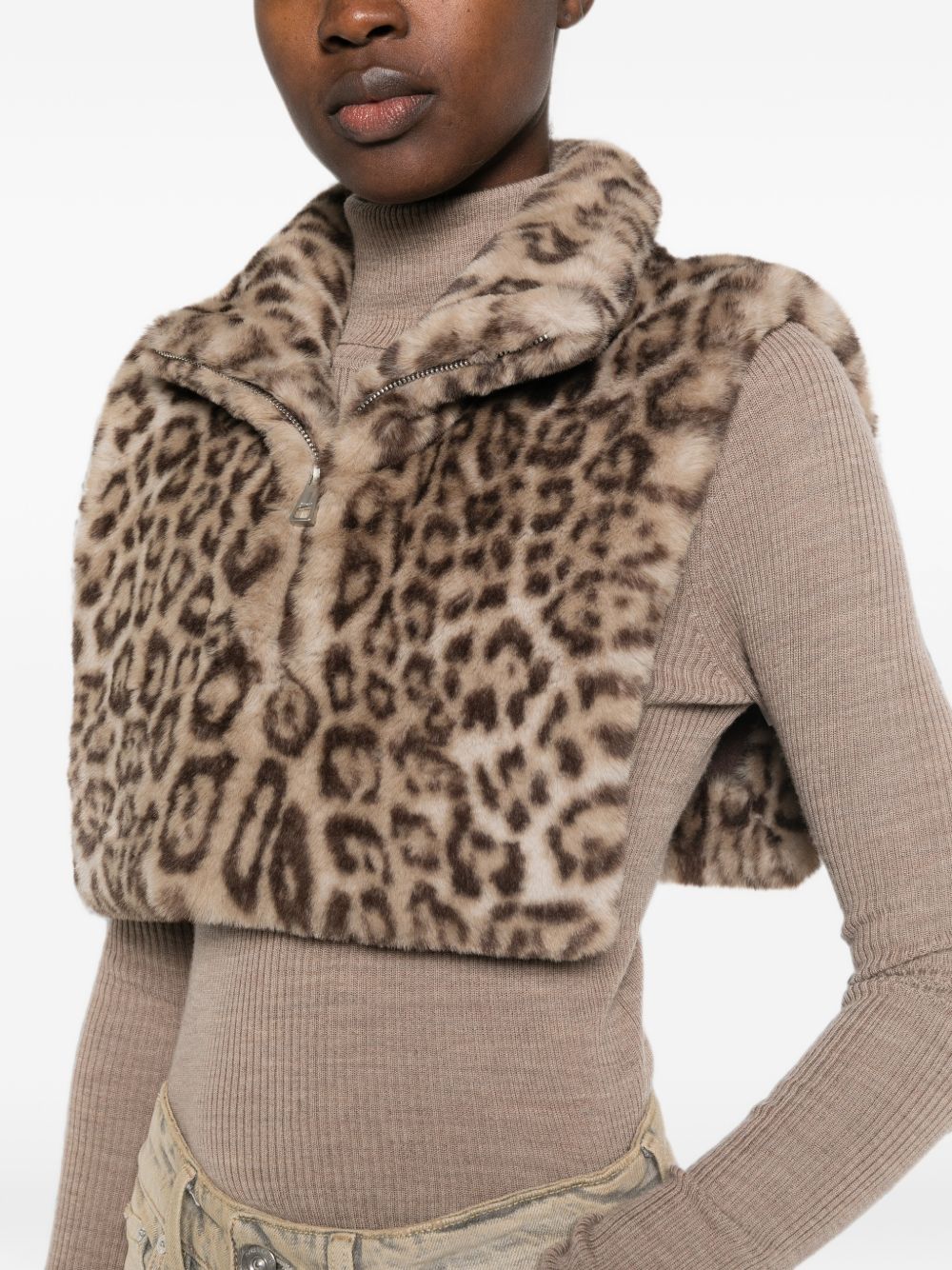 FAUX FUR ZIP-UP CAPE
