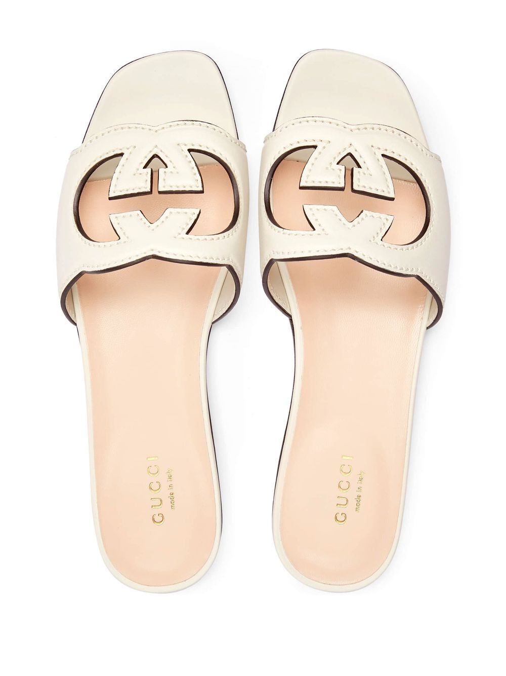GUCCI CUT LEATHER FLAT SANDALS