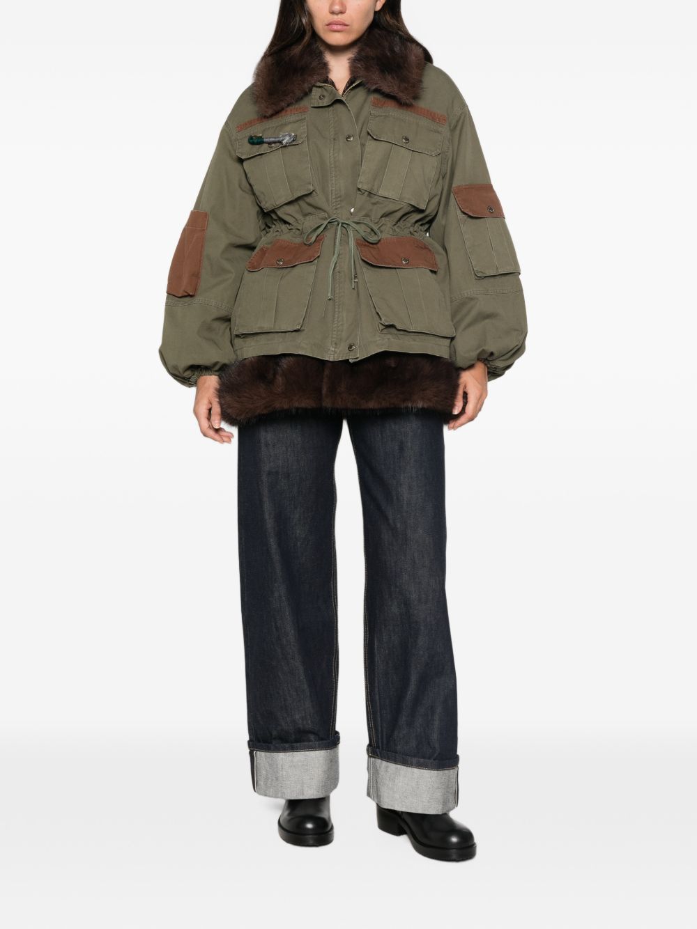 FAUX FUR DETAIL COTTON PARKA COAT