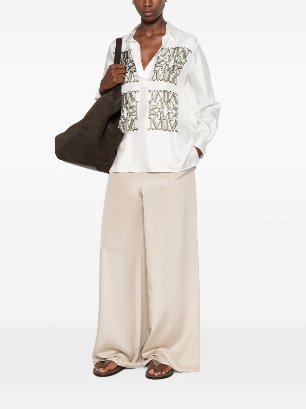 LOGO PRINT SILK SHIRT