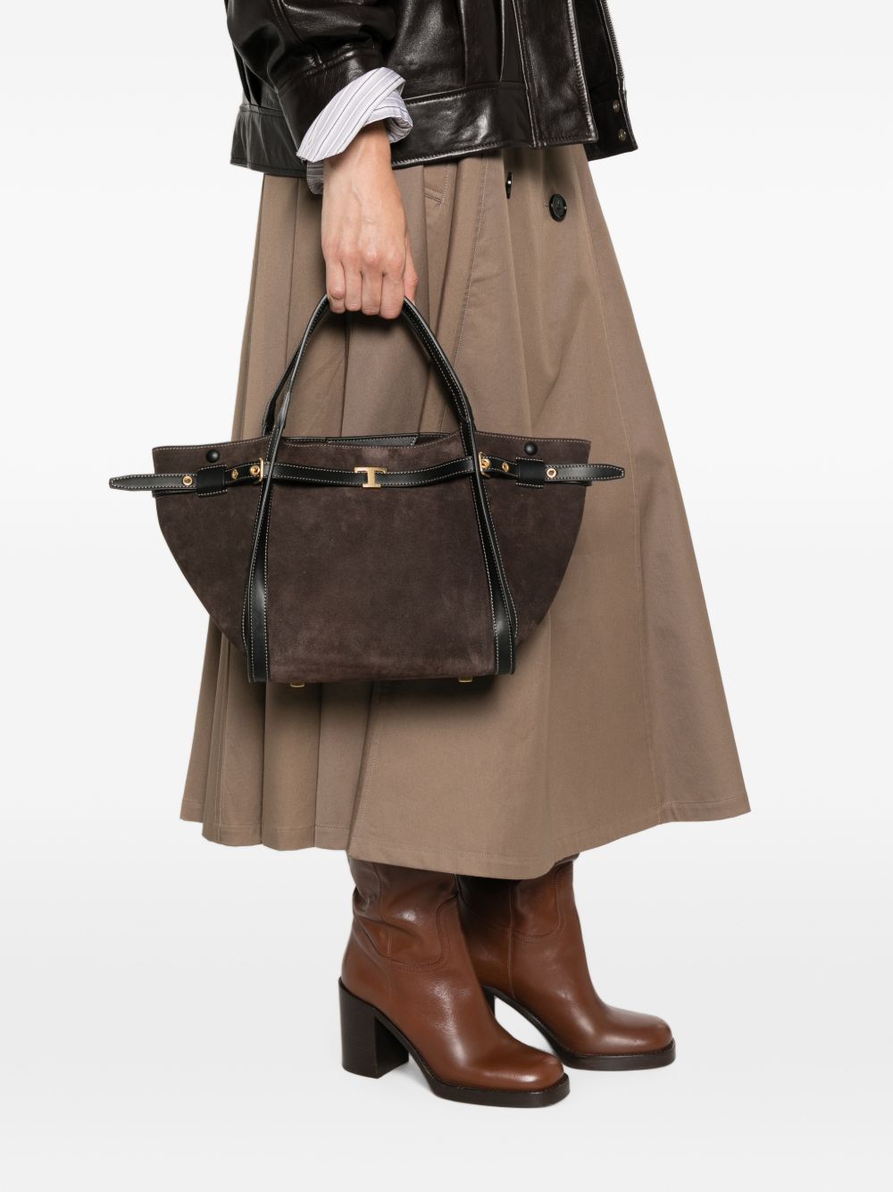 T TIMELESS SMALL LEATHER TOTE BAG
