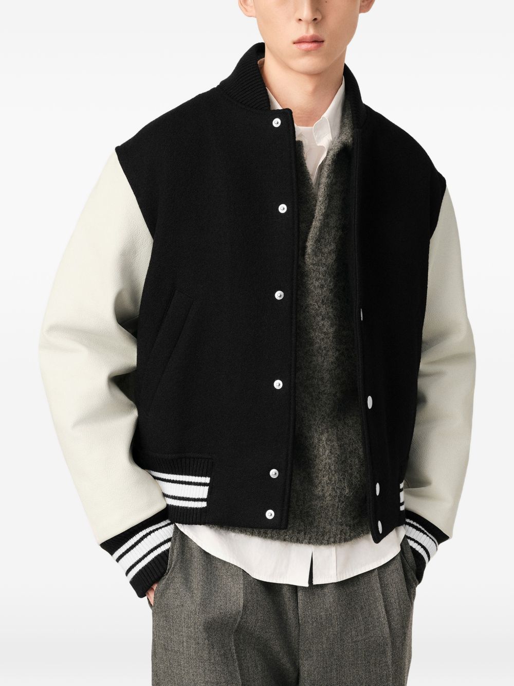 WOOL AND LEATHER BOMBER JACKET