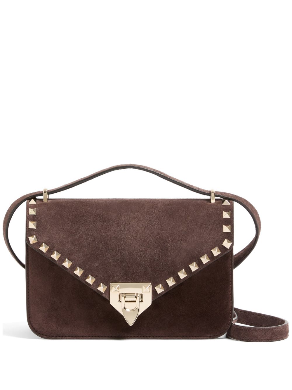 ROCKSTUD SUEDE LEATHER SHOULDER BAG