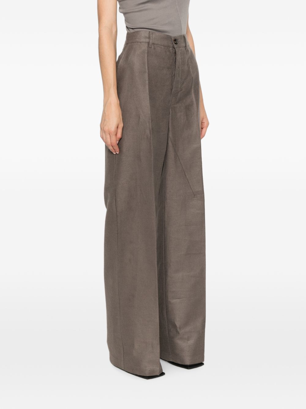 COTTON BLEND WIDE-LEG TROUSERS