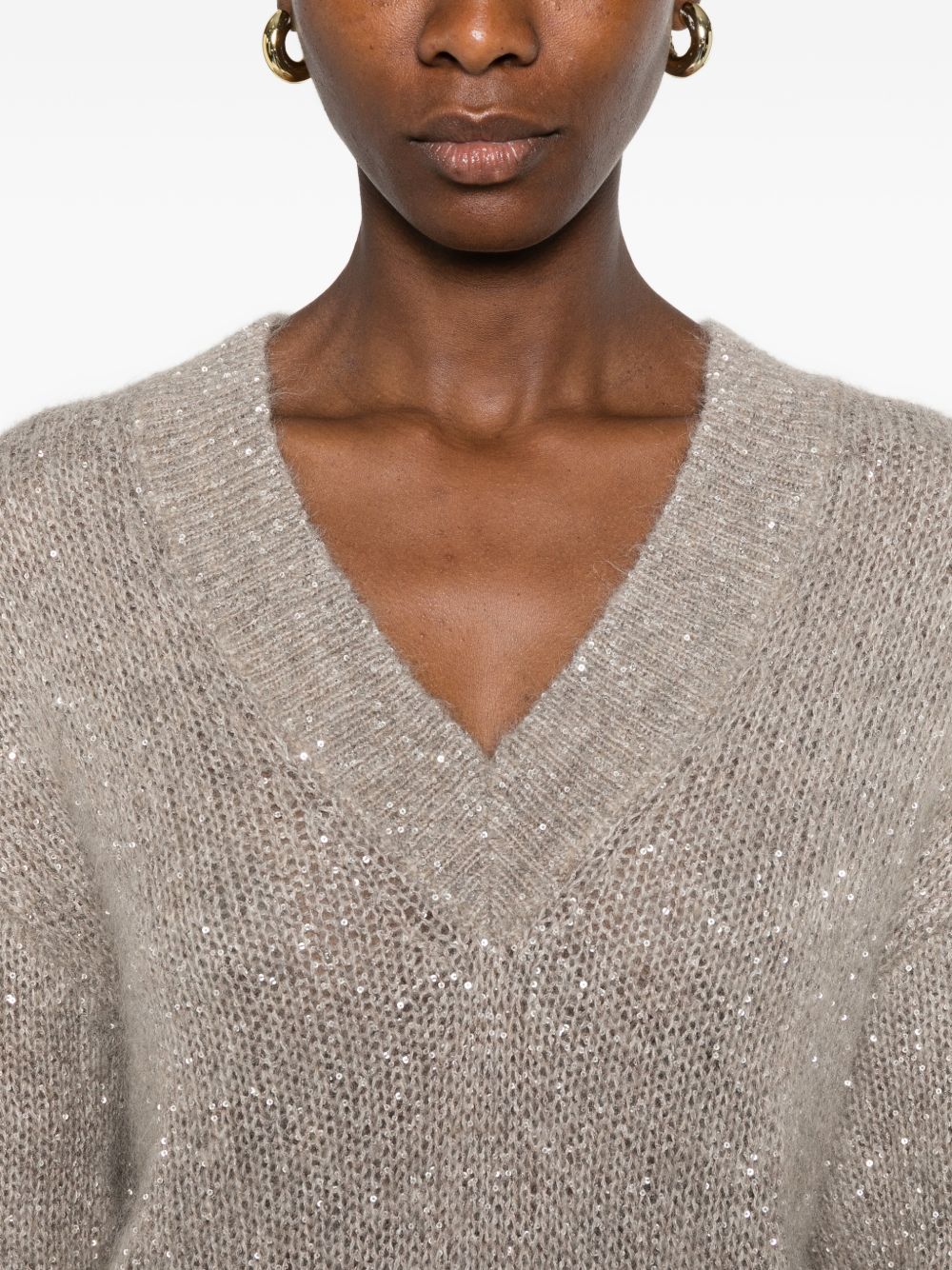 WOOL BLEND V-NECKED SWEATER