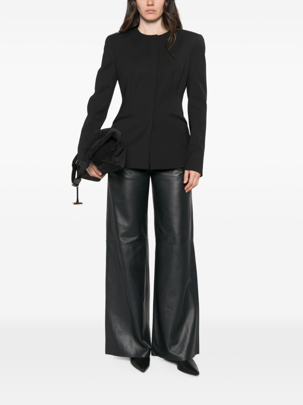 LEATHER HIGH-WAISTED TROUSERS