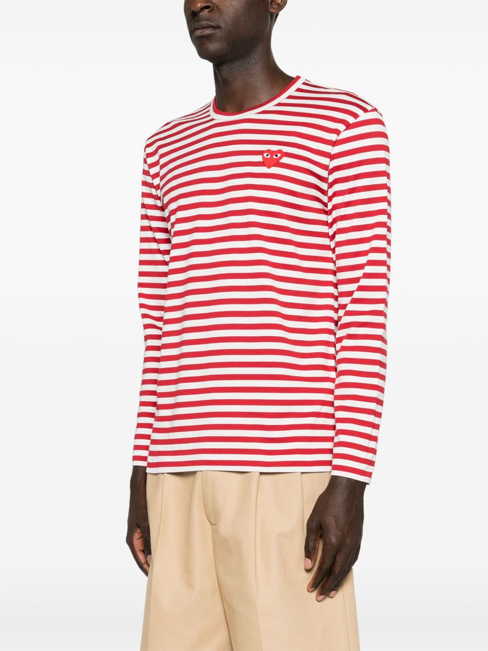 RED HEART STRIPED COTTON T-SHIRT
