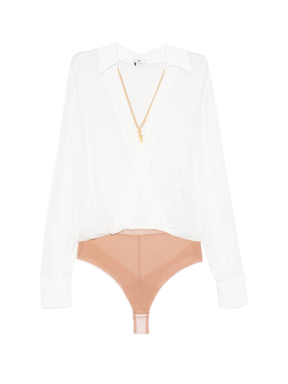 CHAIN-DETAIL WRAP-FRONT BODYSUIT