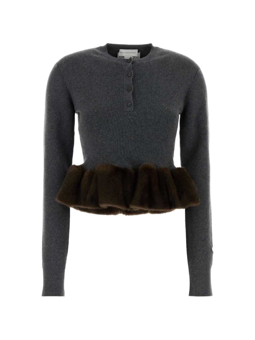 FAUX-FUR DETAIL WOOL SWEATER