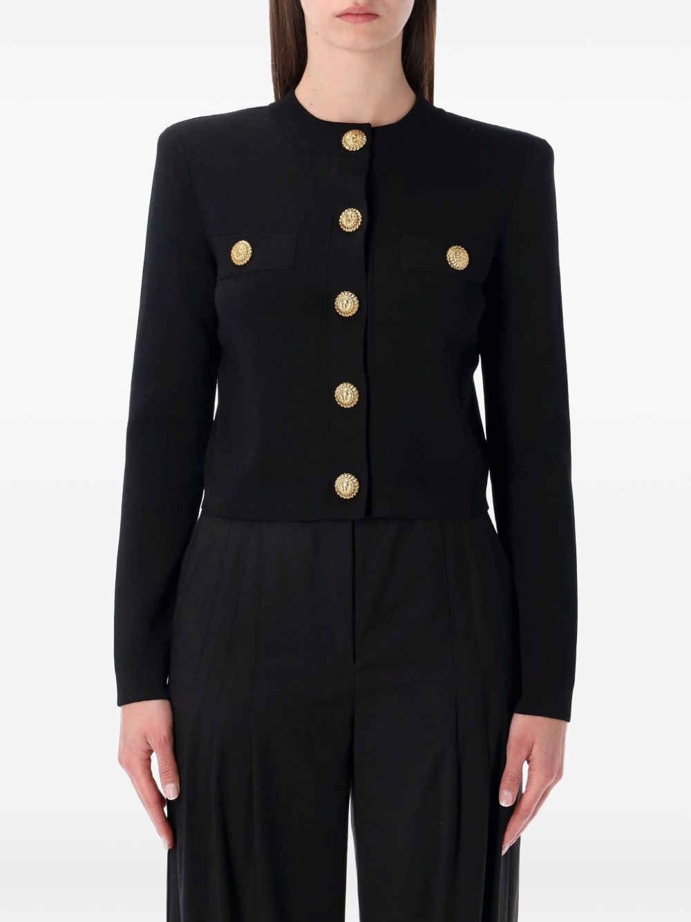 BUTTONED CREWNECK CARDIGAN
