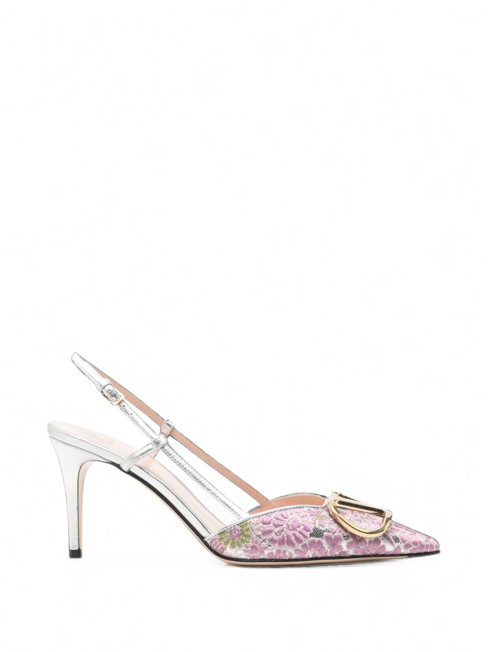 VLOGO SIGNATURE EMBROIDERED SLINGBACK PUMPS
